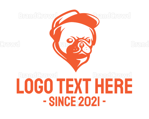 Orange Pug Dog Logo