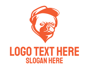 Orange Pug Dog Logo