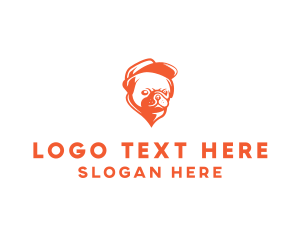 Cap - Orange Pug Dog logo design