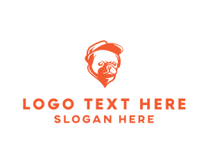 Orange Puppy - Orange Pug Dog logo design