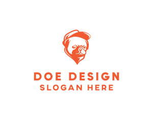 Orange Pug Dog logo design