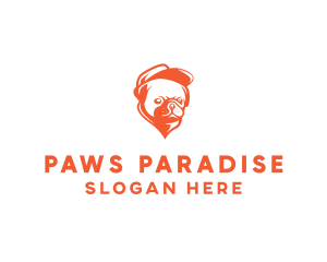 Orange Pug Dog logo design