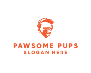 Dog - Orange Pug Dog logo design