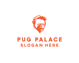 Pug - Orange Pug Dog logo design