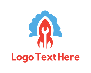Tools - Wrench Rocket Cloud logo design
