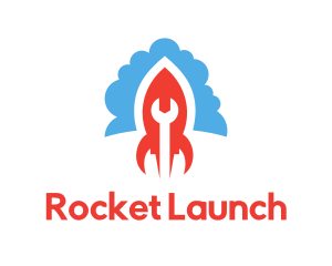 Wrench Rocket Cloud logo design