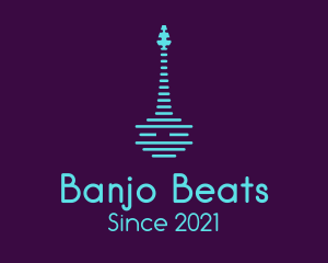 Banjo - Neon Rondalla Music Instrument logo design