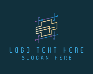 Internet - Futuristic Tech Circuit logo design