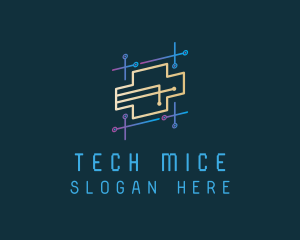 Futuristic Tech Circuit logo design