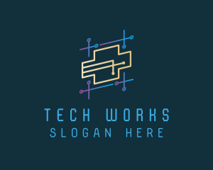 Futuristic Tech Circuit logo design