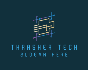 Futuristic Tech Circuit logo design