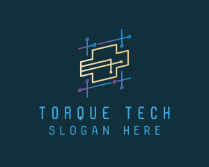 Futuristic Tech Circuit logo design