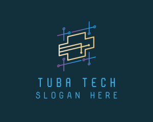 Futuristic Tech Circuit logo design