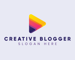 Blogger - Rainbow Video Play Icon logo design