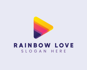 Rainbow Video Play Icon logo design