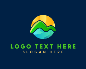 Landscape - Sunrise Mountain seascape logo design