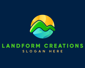 Landform - Sunrise Mountain seascape logo design