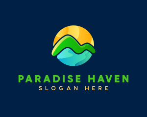 Sunrise Mountain seascape logo design