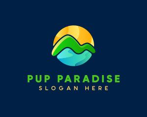 Sunrise Mountain seascape logo design