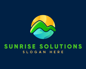 Sunrise Mountain seascape logo design