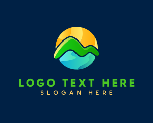 Lake - Sunrise Mountain seascape logo design