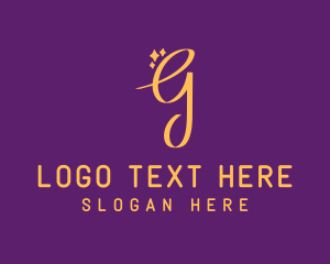 Cursive - Gold Sparkle Letter G logo design