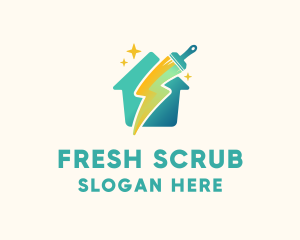 Scrub - House Lightning Brush logo design