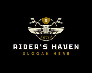 Motorcycle Rider Wings logo design