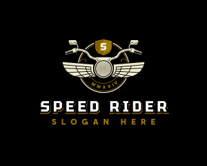 Motorcycle Rider Wings logo design