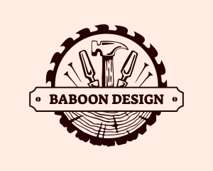 Log Carpentry Tools logo design