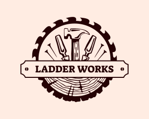 Log Carpentry Tools logo design