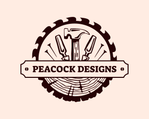 Log Carpentry Tools logo design