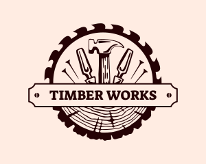 Log Carpentry Tools logo design