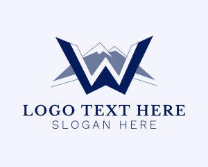 Camping - Snowy Mountains Letter W logo design