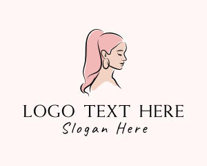 Hairdresser - Pink Ponytail Girl logo design