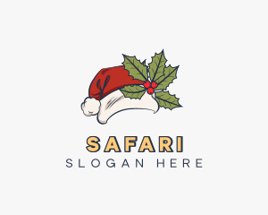 Sleigh - Christmas Santa Claus Hat logo design