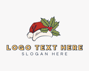Gift Giving - Christmas Santa Claus Hat logo design