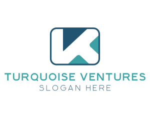 Turquoise - Rectangle Letter K logo design