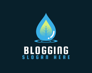 Drinking Water - Water Droplet Leaf logo design