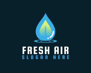 Water Droplet Leaf logo design