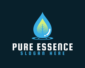 Purification - Water Droplet Leaf logo design