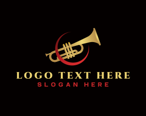 Music Tutorial - Trumpet Music Instrument logo design