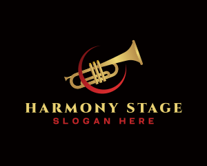 Recital - Trumpet Music Instrument logo design