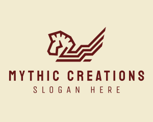 Mythic - Flying Pegasus Wings logo design