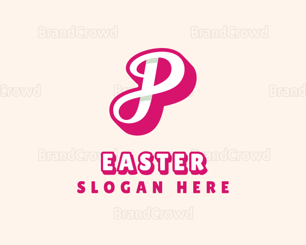 Pink Cursive Letter P Logo