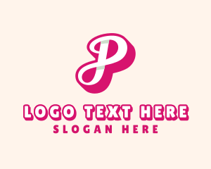 Typography - Pink Cursive Letter P logo design