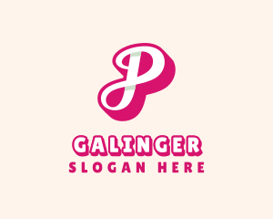 Pink Cursive Letter P Logo