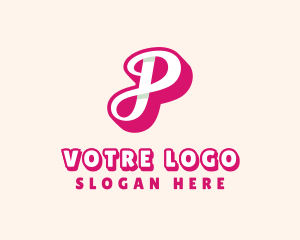 Pink Cursive Letter P Logo