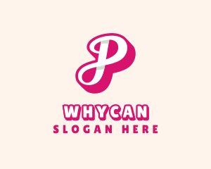 Pink Cursive Letter P Logo