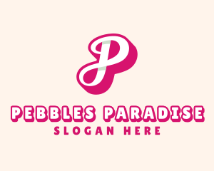 Pink Cursive Letter P logo design